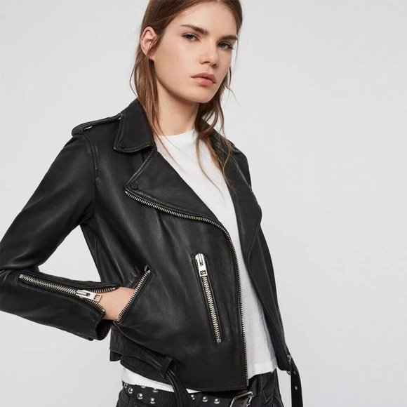 🆕 🔥Allsaints leather biker jacket women size 4 - Picture 2 of 10